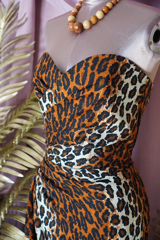 Vintage 1980s Leopard "Lillie Rubin" Sarong Strapless dress