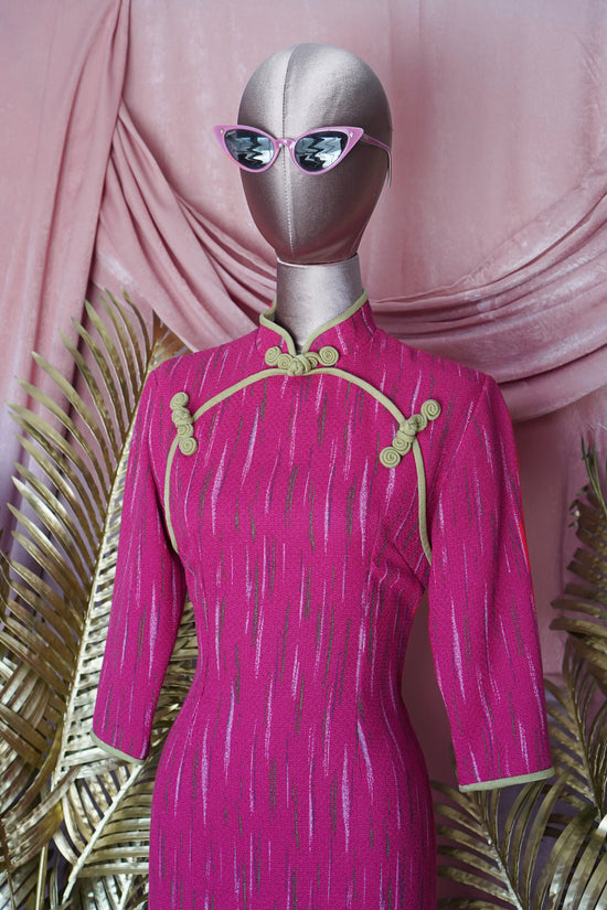 Load image into Gallery viewer, 1950s Inspired Hot Pink Cheongsam dress
