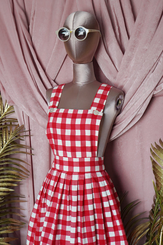 Vintage 1950s Red Gingham Pinafore