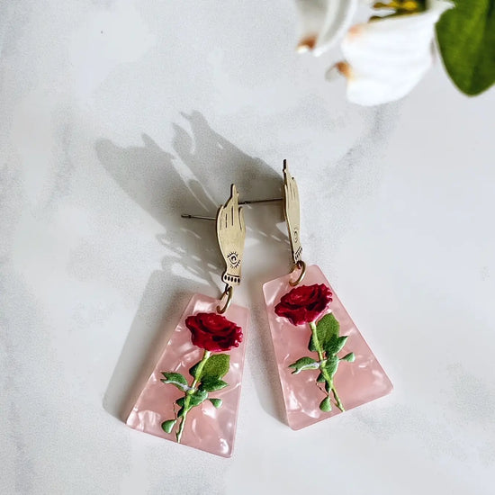 Mystical Rose and hand earrings